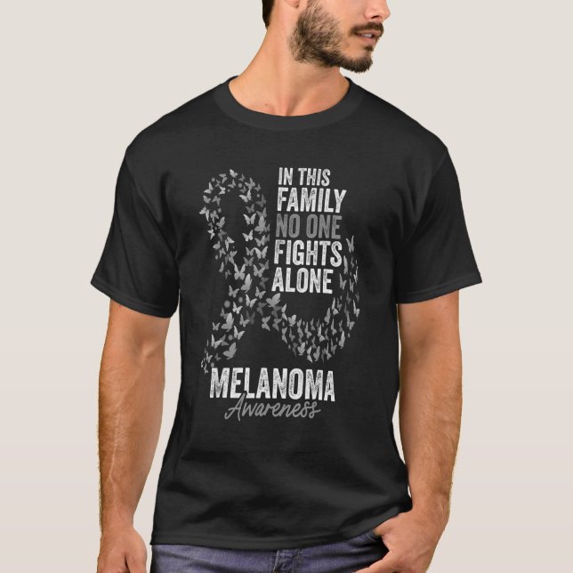 Camiseta Melanoma Mes de Conciencia Mariposas Cinta negra (Anverso)