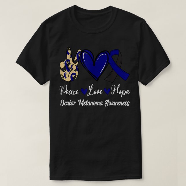 Camiseta Melanoma ocular Concienciación Paz Amor Esperanza  (Diseño del anverso)