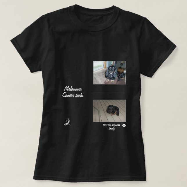 Camiseta Melanoma Pet Tribute Two-Photo Layout (Diseño del anverso)