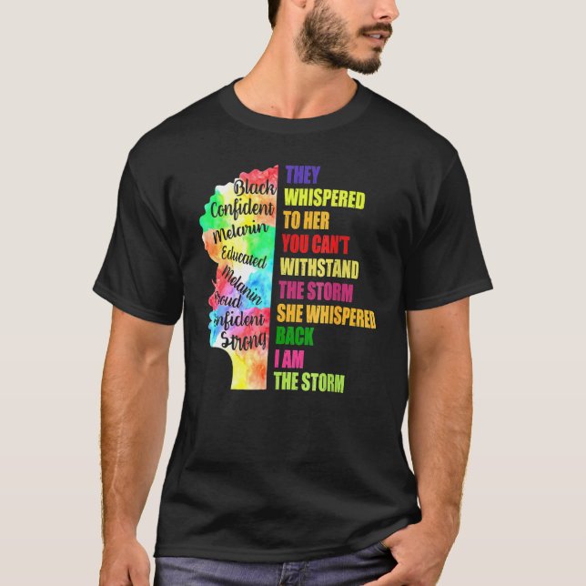 Camiseta Melarin, una mujer negra, confiada en el poder, su (Anverso)