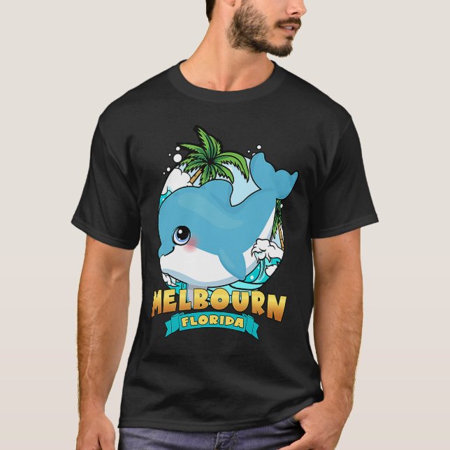 Camiseta MELBOURN FLORIDA Cute Baby Dolphin Beach Souvenir (Anverso)