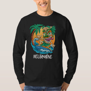 Camiseta Melbourne Australia Palm Tree Surfing Beach Vacati