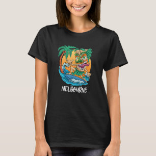 Camiseta Melbourne Australia Palm Tree Surfing Beach Vacati
