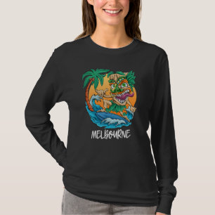 Camiseta Melbourne Australia Palm Tree Surfing Beach Vacati