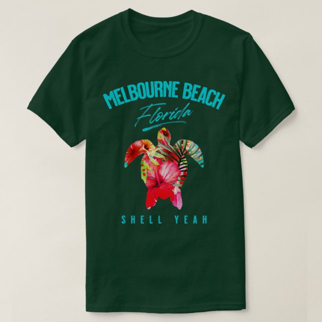 Camiseta Melbourne Beach Florida Flores tropicales de Hibis (Diseño del anverso)