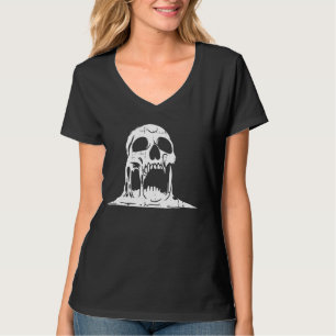 Camiseta Melding Skull Halloween Spooky Skeleton Bones Góti