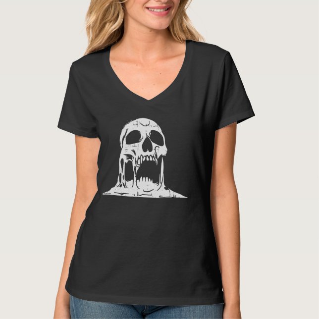 Camiseta Melding Skull Halloween Spooky Skeleton Bones Góti (Anverso)