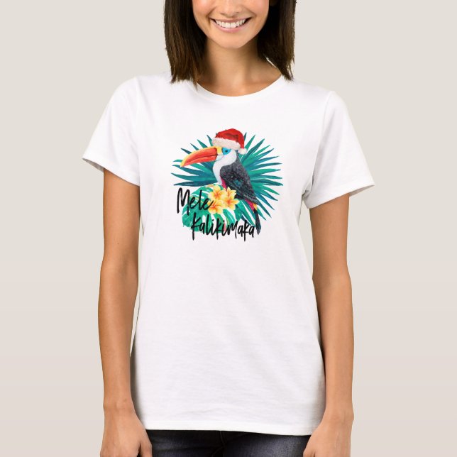 Camiseta Mele Kalikimaka Aves tropicales de la selva (Anverso)
