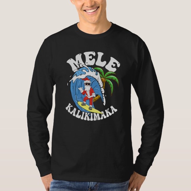 Camiseta Mele Kalikimaka Christmas Surf  Santa Surfing (Anverso)