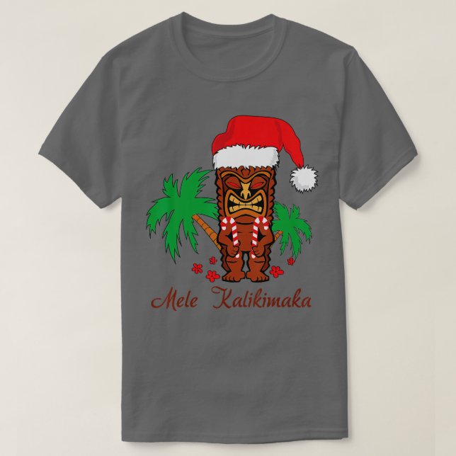 Camiseta Mele Kalikimaka Feliz Navidad Hawaii Tiki (Diseño del anverso)