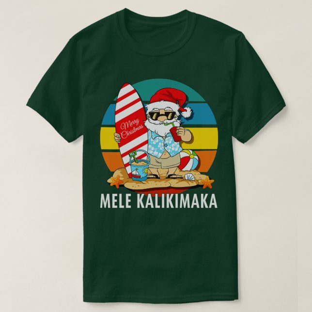 Camiseta Mele Kalikimaka Feliz Retro de Navidad Hawái San (Diseño del anverso)