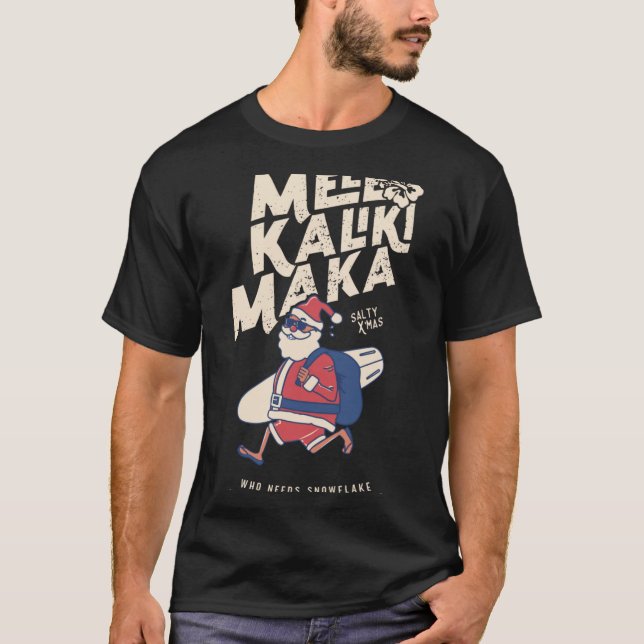 Camiseta Mele Kalikimaka Funny Santa Hawaiian Christmas T S (Anverso)