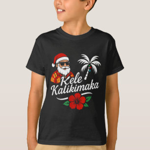 Camiseta Mele Kalikimaka Gorro de Navidad hawaiano de Santa
