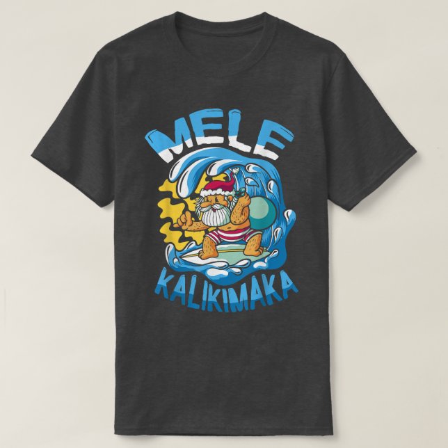 Camiseta Mele Kalikimaka gracioso santa tropical para Somme (Diseño del anverso)