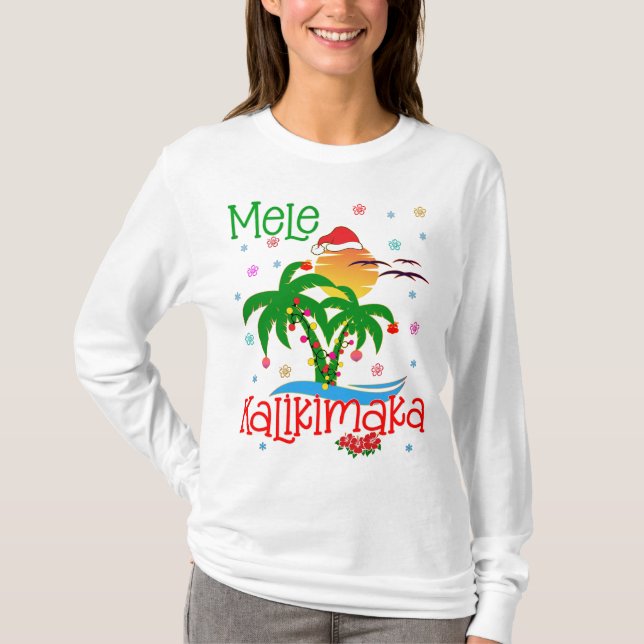 Camiseta Mele Kalikimaka Hawai Feliz Navidad Aloha  (Anverso)