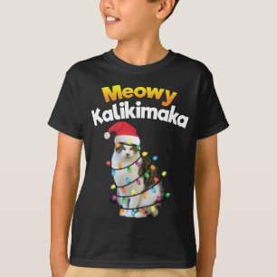 Camiseta Mele Kalikimaka Hawái Luz del gato navideño