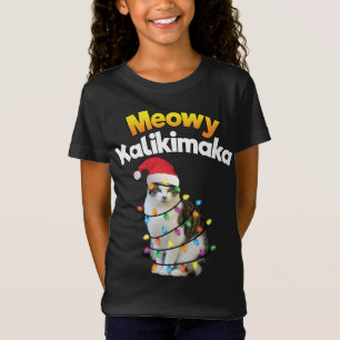 Camiseta Mele Kalikimaka Hawái Luz del gato navideño
