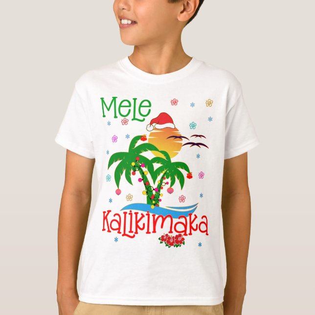 Camiseta Mele Kalikimaka Hawaii Feliz Navidad Aloha Mat (Anverso)