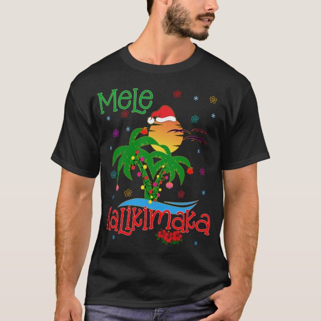 Camiseta Mele Kalikimaka Hawaii Feliz Navidad Aloha Mat (Anverso)