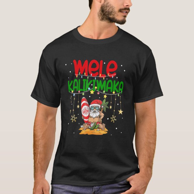 Camiseta Mele Kalikimaka Hawaiian Christmas Santa Surfing C (Anverso)