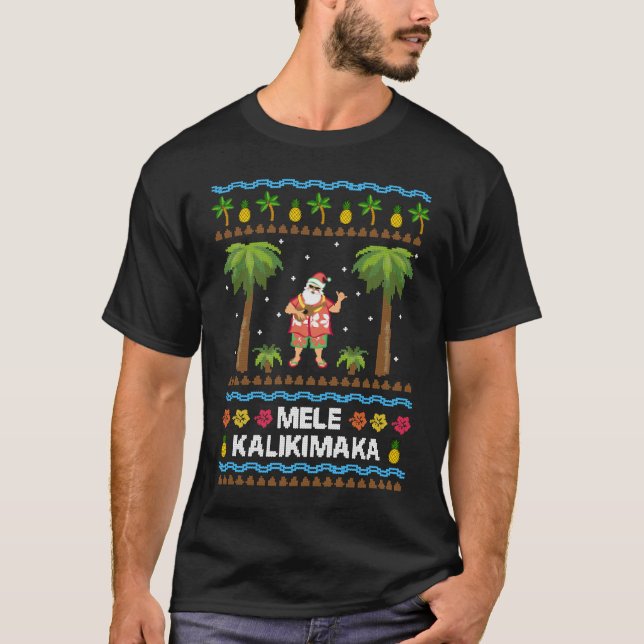 Camiseta Mele Kalikimaka Hawaiian Christmas Ugly Costume Sa (Anverso)