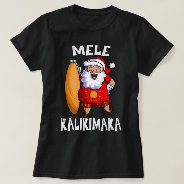 Camiseta Mele Kalikimaka Hawaiian X-Mas santa (Diseño del anverso)