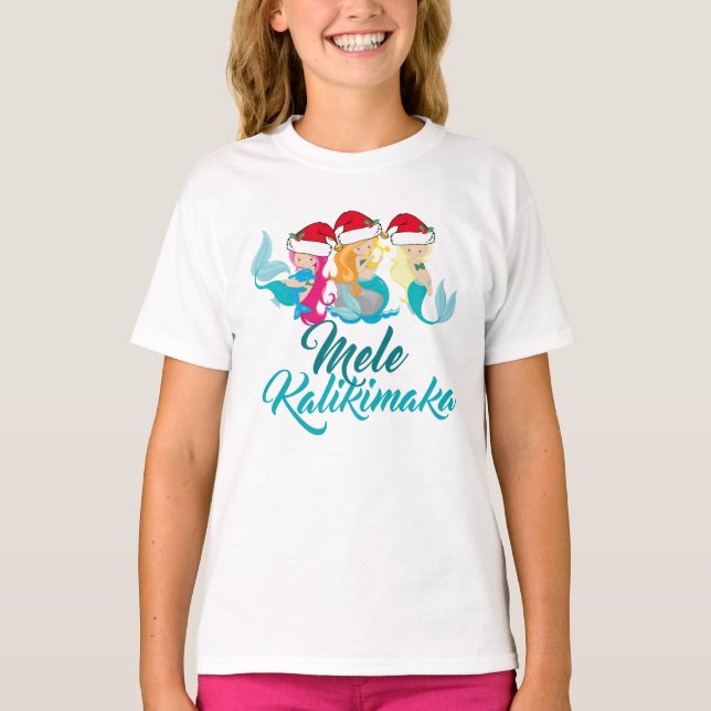Camiseta Mele Kalikimaka Mermaid Cute Beach Navidades (Anverso)