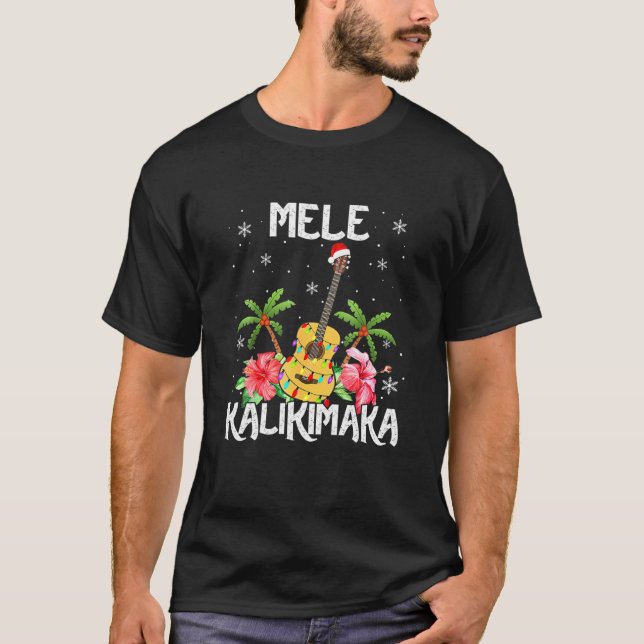 Camiseta Mele Kalikimaka Merry Christmas Lights Santa Hawai (Anverso)