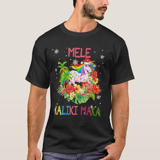 Camiseta Mele Kalikimaka Merry Xmas Floral Hawaiian Santa U (Anverso)