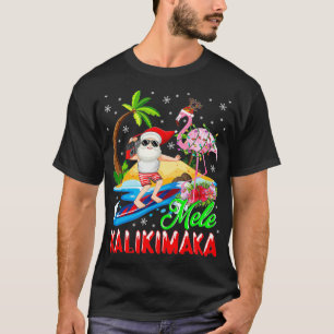 Camiseta Mele Kalikimaka Merry Xmas Hawai Flamingo Santa