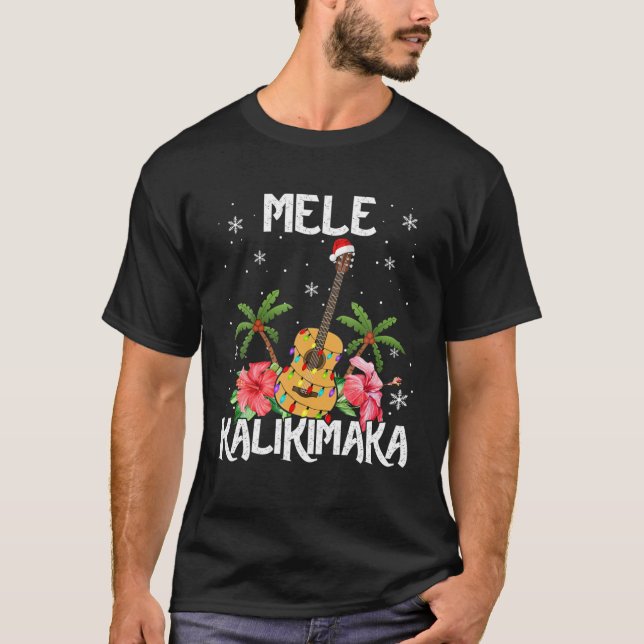Camiseta Mele Kalikimaka Merry Xmas Light Santa Hawaiian Gu (Anverso)