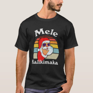 Camiseta Mele Kalikimaka Navidad Retro Santa Shaka Hawái