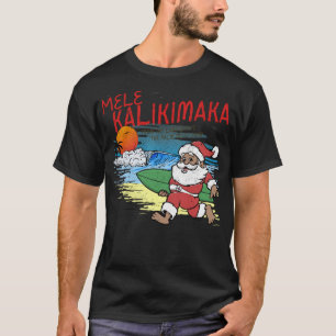 Camiseta Mele Kalikimaka Navidad Santa Shaka Surfing a Wa