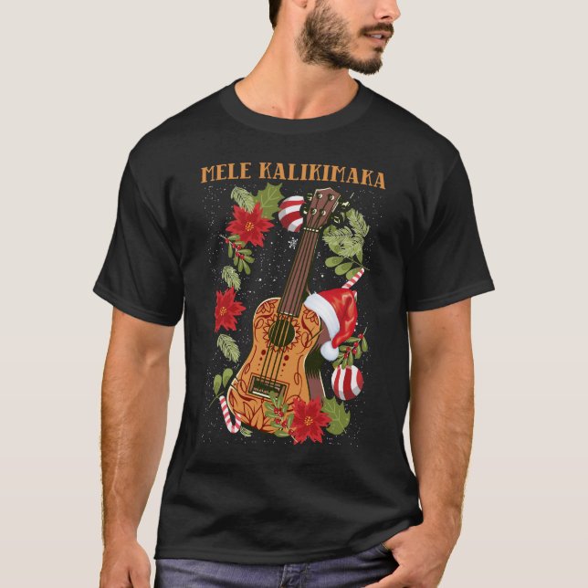 Camiseta MELE KALIKIMAKA Navidades de regalo Ukulele Hawaii (Anverso)