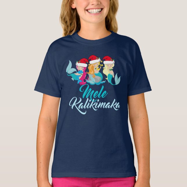 Camiseta Mele Kalikimaka Navidades de sirenas se burlan de  (Anverso)