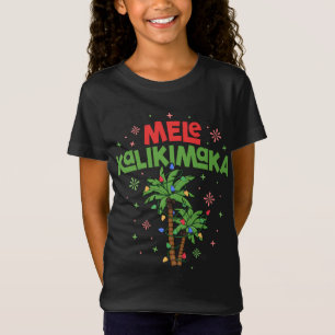 Camiseta Mele Kalikimaka Navidades hawaianos con luz de árb