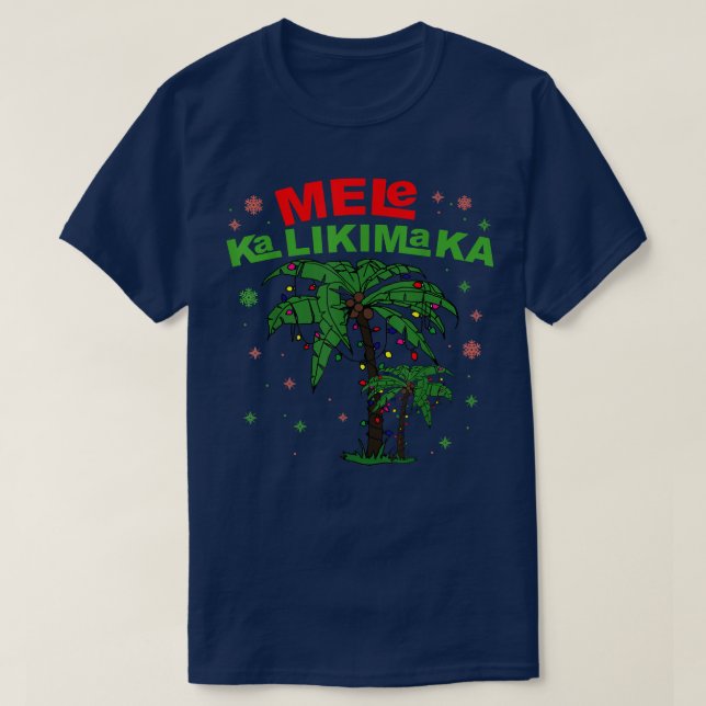 Camiseta Mele Kalikimaka Navidades hawaianos con luz de árb (Diseño del anverso)