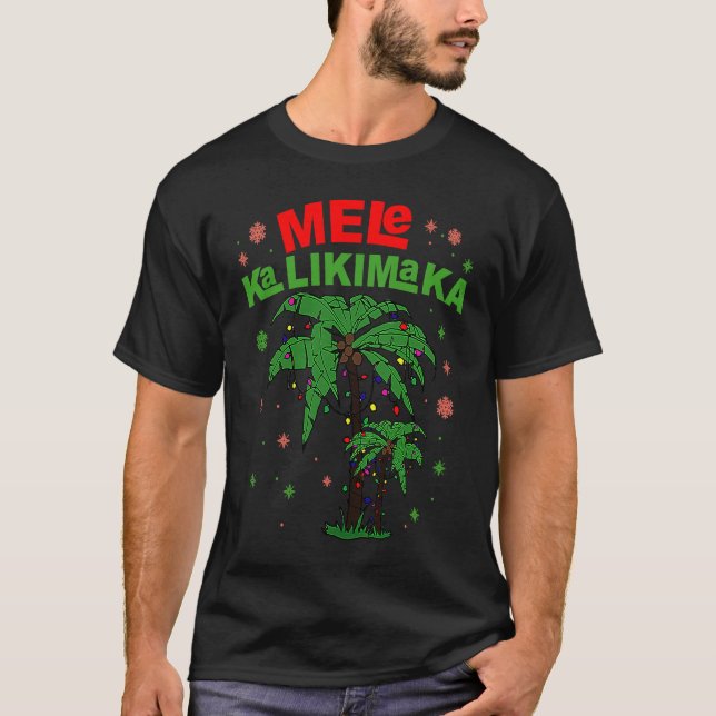 Camiseta Mele Kalikimaka Navidades hawaianos con luz de árb (Anverso)