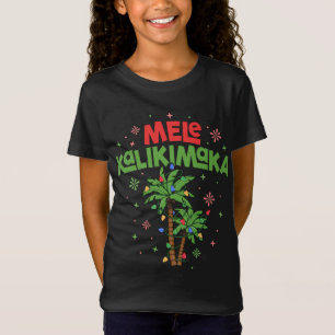 Camiseta Mele Kalikimaka Navidades hawaianos con luz de árb