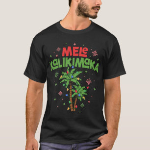 Camiseta Mele Kalikimaka Navidades hawaianos con luz de árb