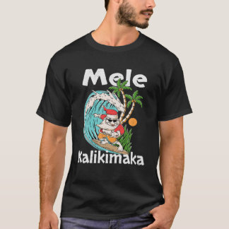 Camiseta Mele Kalikimaka Navidades hawaianos con luz de árb