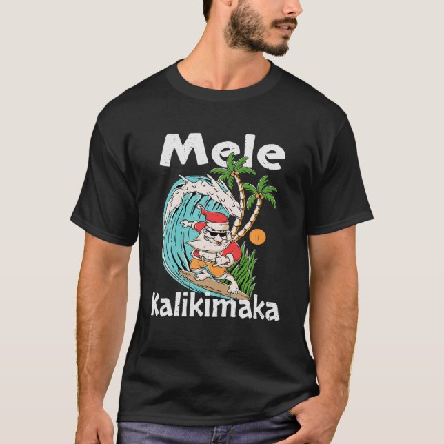 Camiseta Mele Kalikimaka Navidades hawaianos con luz de árb (Anverso)