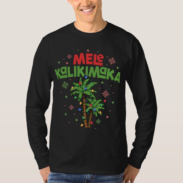 Camiseta Mele Kalikimaka Navidades hawaianos con luz de árb (Anverso)