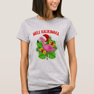 Camiseta Mele Kalikimaka Navidades hawaianos Flamingo