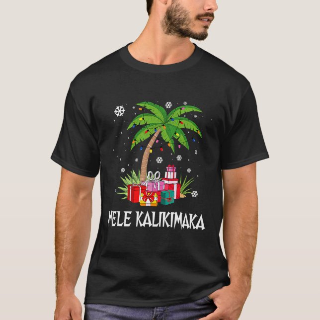 Camiseta Mele Kalikimaka Navidades hawaianos Palm Tree Fami (Anverso)