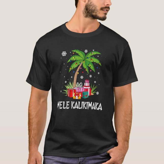Camiseta Mele Kalikimaka Navidades hawaianos Palm Tree Fami (Anverso)