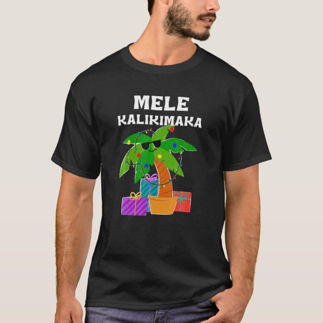 Camiseta Mele Kalikimaka Navidades hawaianos Tee Palm Tree  (Anverso)