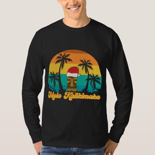 Camiseta Mele Kalikimaka Navidades hawaianos Tiki Santa Hat (Anverso)