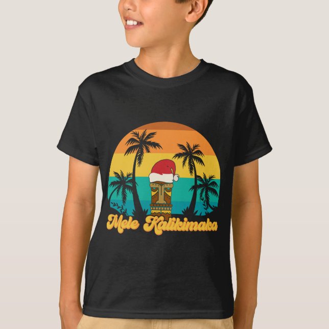 Camiseta Mele Kalikimaka Navidades hawaianos Tiki Santa Hat (Anverso)