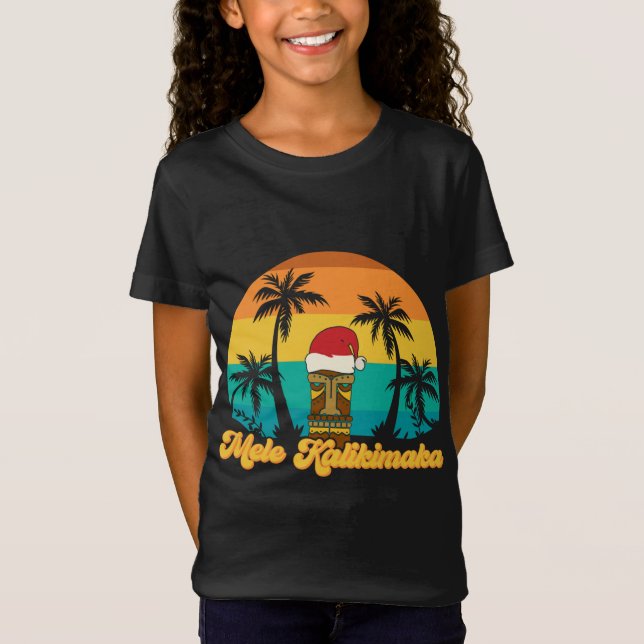 Camiseta Mele Kalikimaka Navidades hawaianos Tiki Santa Hat (Anverso)